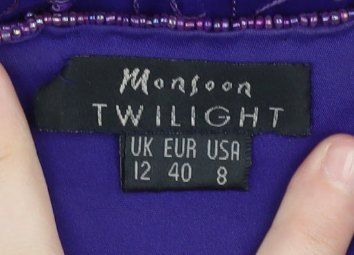 Monsoon Women's Purple Silk Slip Dress Size 12