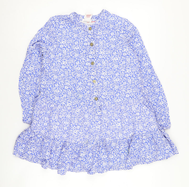 Kaisely Girls Floral Blue Dress, Long Sleeve, 6-7 Years, Perfect