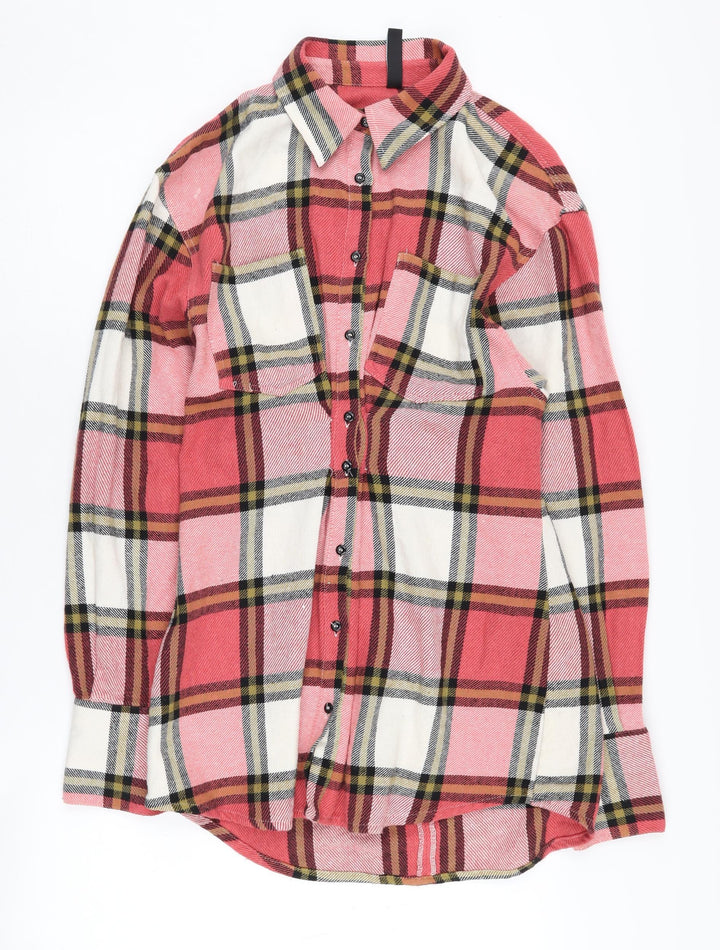 Zara Women's XS Red Plaid Button-Up Shirt