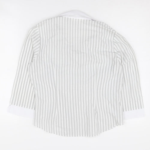 Marks and Spencer Women's Grey Striped Button-Up Collar Shirt