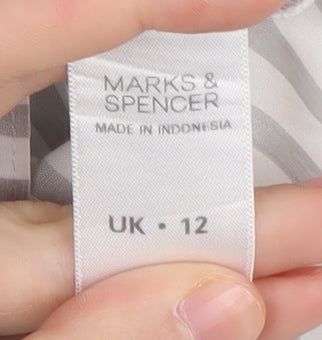 Marks and Spencer Women's Grey Striped Button-Up Collar Shirt