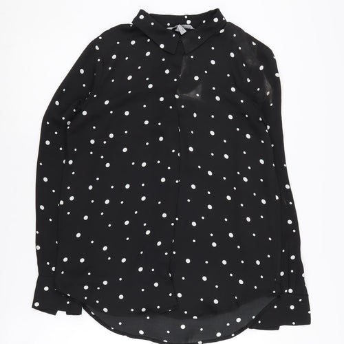 H&M Women's Black Polka Dot Long Sleeve Blouse