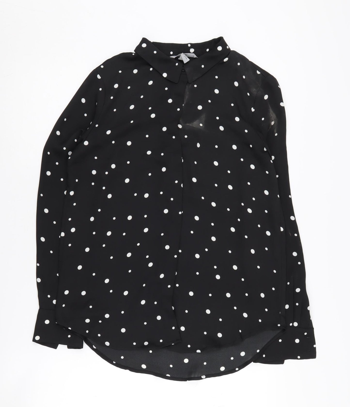 H&M Women's Black Polka Dot Long Sleeve Blouse