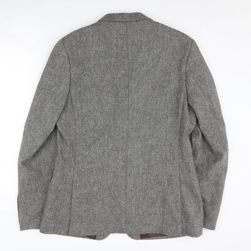Moss London Men’s Grey Wool Blazer, Size 40, Regular Fit