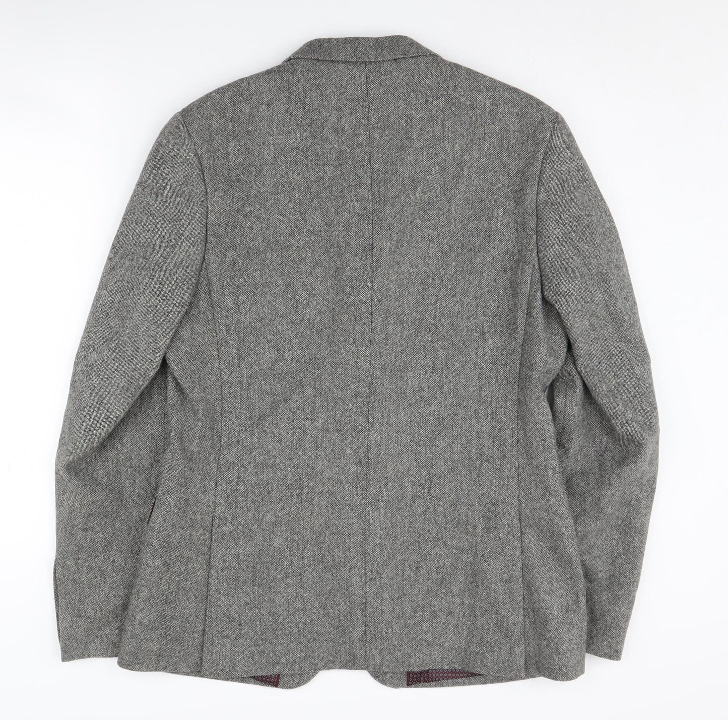 Moss London Men’s Grey Wool Blazer, Size 40, Regular Fit