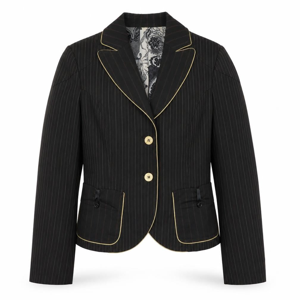 Front view of XX By Mexx Women's Black Pinstripe Blazer, size 10
