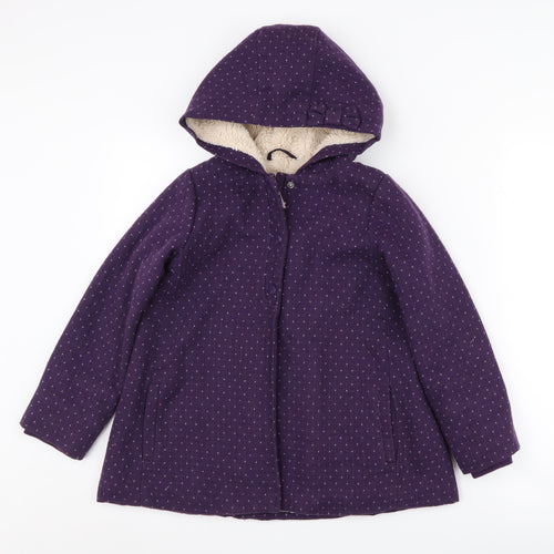 Vertbaudet Girls Purple Hooded Coat, Size 8, Winter Warmth