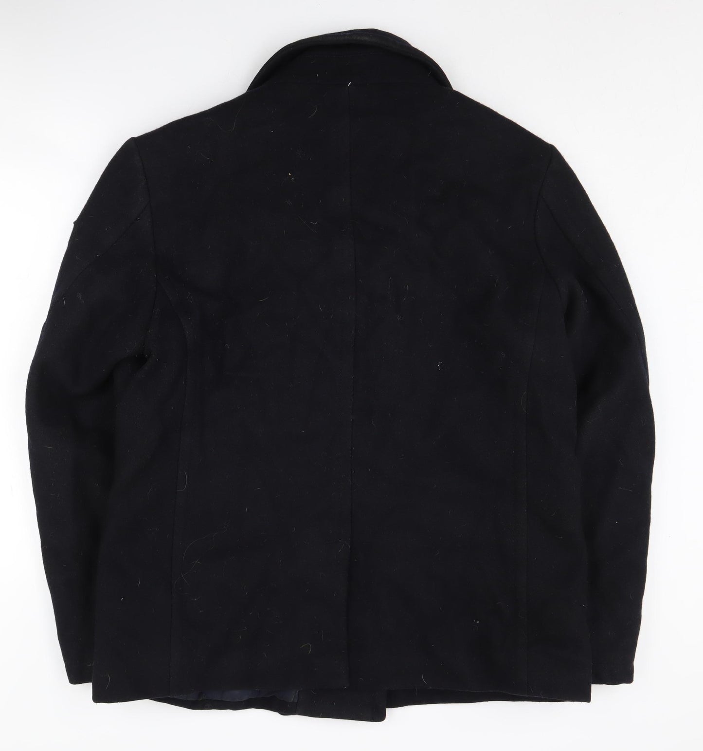 Superdry Men's Black XL Pea Coat Stand-Up Collar