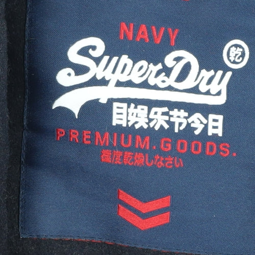 Superdry Men's Black XL Pea Coat Stand-Up Collar