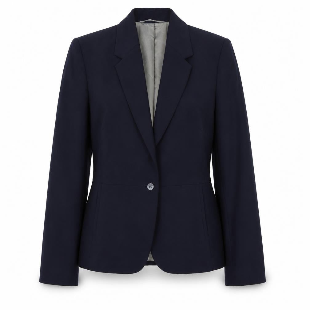 Front view of Next Women's Black Blazer UK 12 One-Button Regular Fit