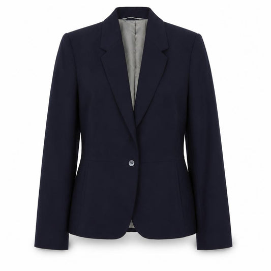 Front view of Next Women's Black Blazer UK 12 One-Button Regular Fit