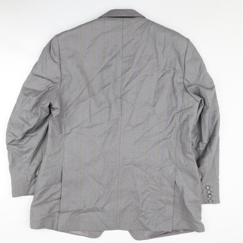 Magee Men's Grey Striped Blazer, Regular Fit, Size 44R