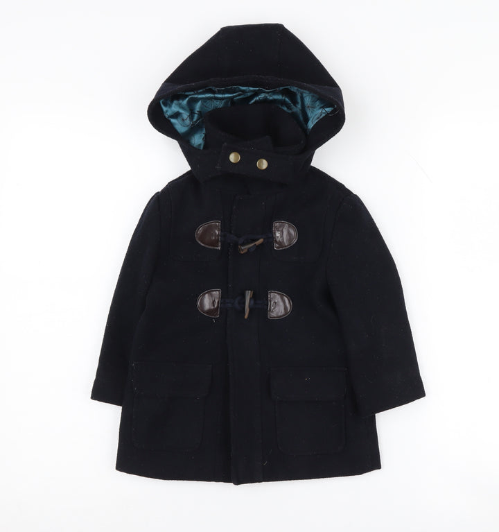 Monsoon Girls Black Hooded Duffle Coat 2 Years