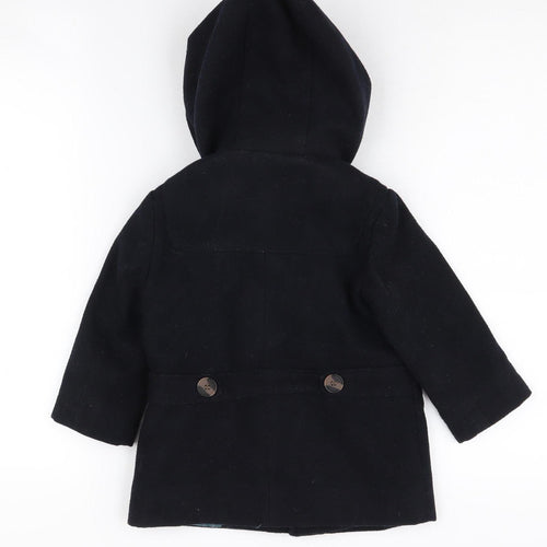 Monsoon Girls Black Hooded Duffle Coat 2 Years