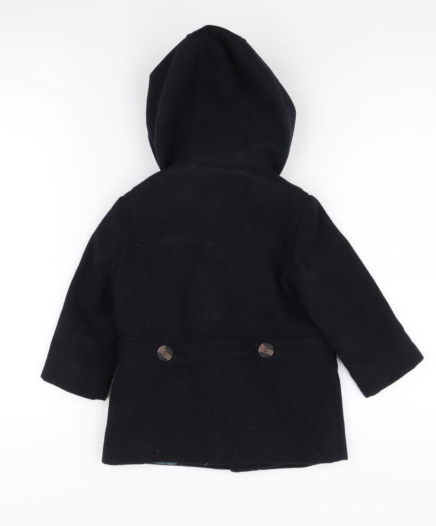 Monsoon Girls Black Hooded Duffle Coat 2 Years