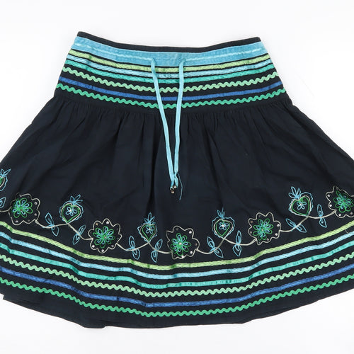 New Look Girls Black A-Line Skirt Age 13 with Embroidery