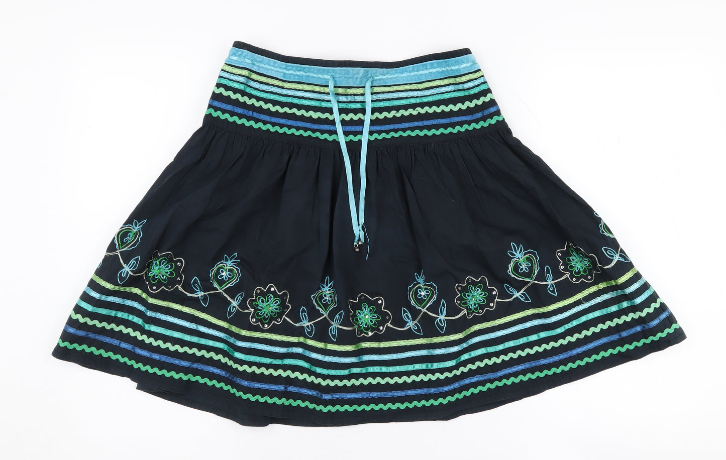 New Look Girls Black A-Line Skirt Age 13 with Embroidery