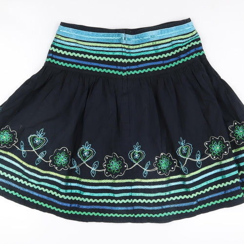 New Look Girls Black A-Line Skirt Age 13 with Embroidery