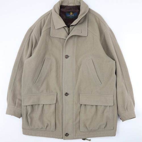 Bugatti Men's Beige Wool Mid-Length Coat, Size 42