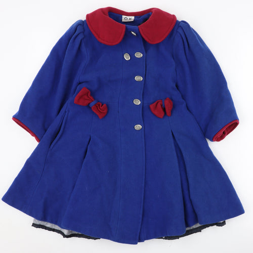 O.K. Company Girls Blue Basic Coat 8-9 Years