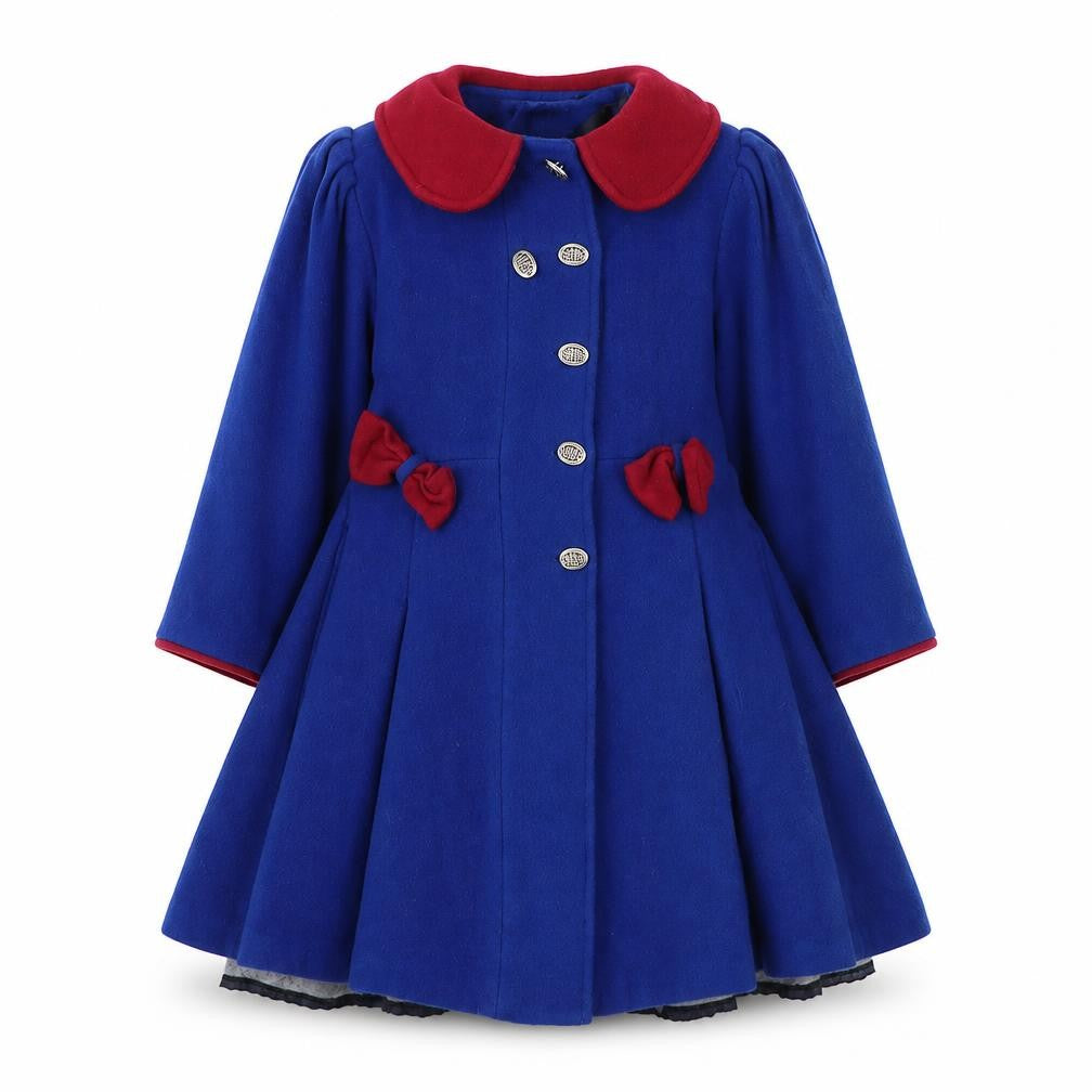 Front view of O.K. Company girls’ blue basic coat 8-9 years