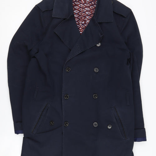 River Island Men's Blue Cotton Coat - Size L