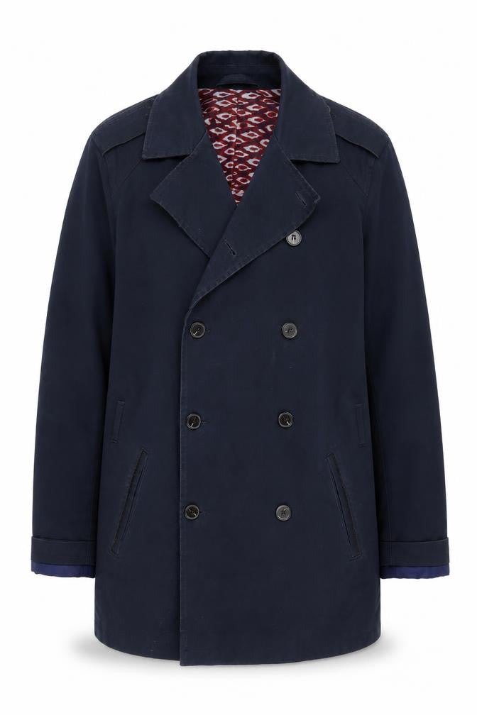 Front view of River Island Men's Blue Cotton Coat -, size L