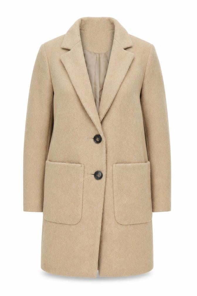 Front view of New Look Beige Petite Overcoat, Women, size 6