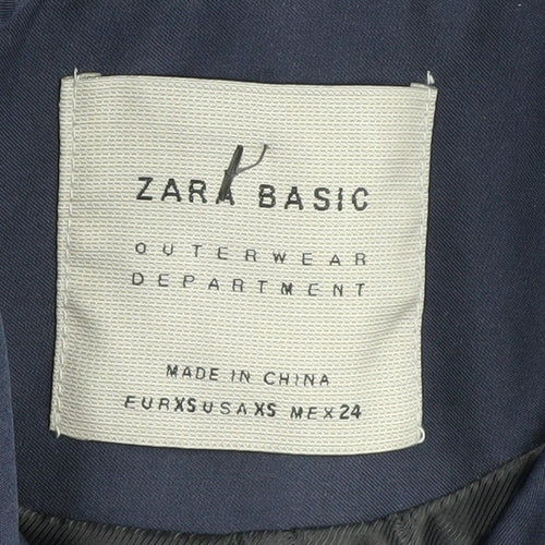 Zara Women's Blue XS Mid-Length Coat Cotton Blend