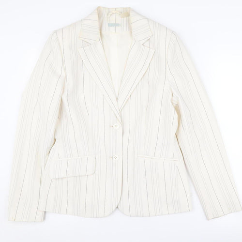 Women's White Pinstripe Blazer, Size 14