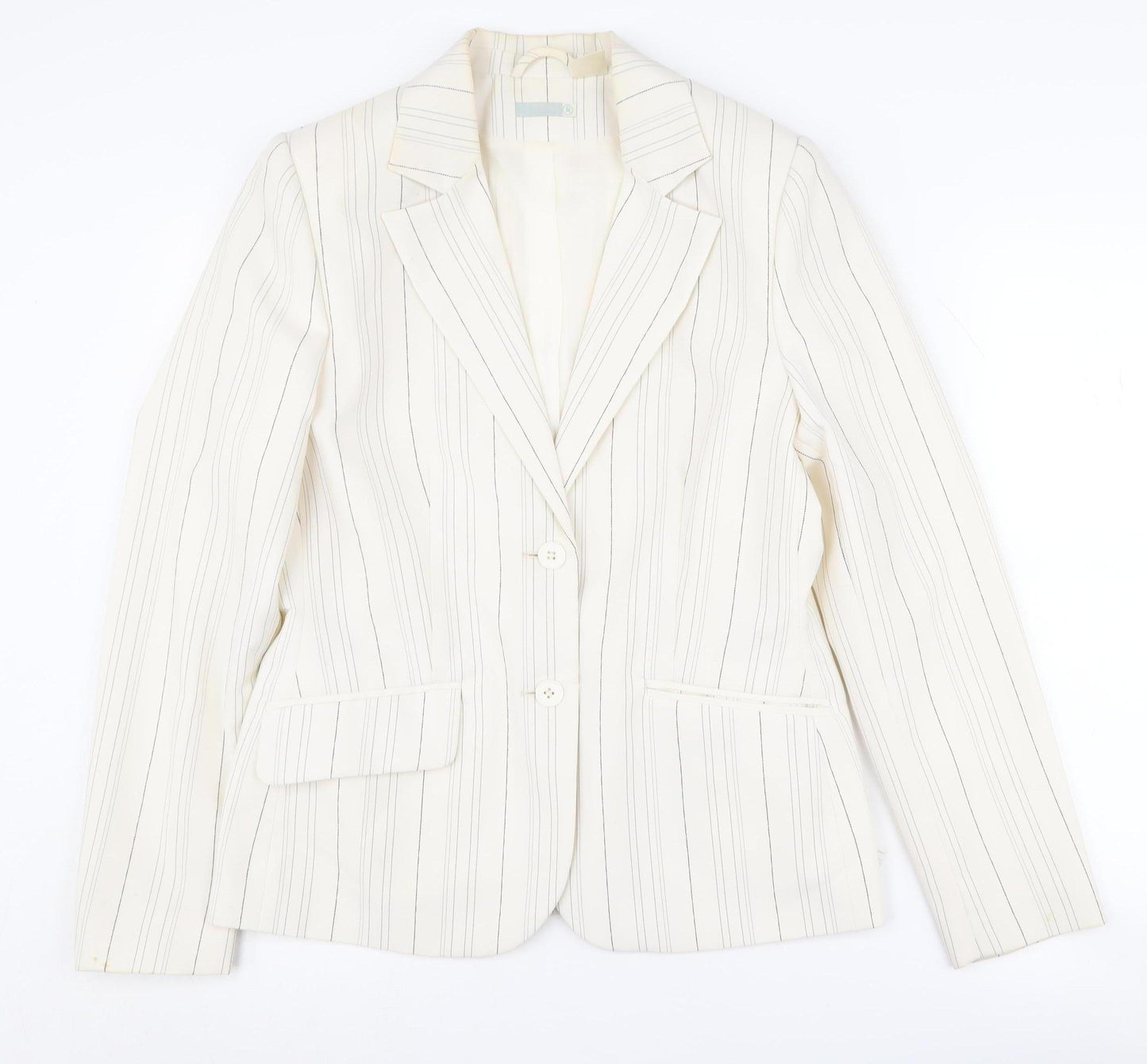 Women's White Pinstripe Blazer, Size 14