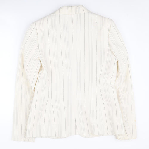 Women's White Pinstripe Blazer, Size 14