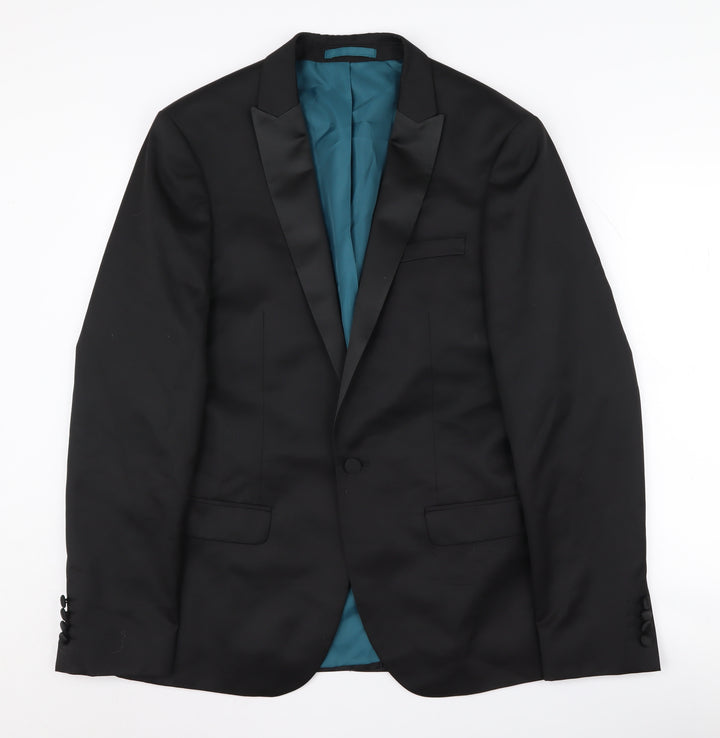 River Island Men's Black Tuxedo Blazer, 40R, Shawl Lapel