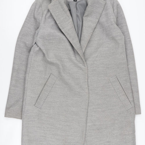 New Look Women's Grey Long Overcoat, Size 12