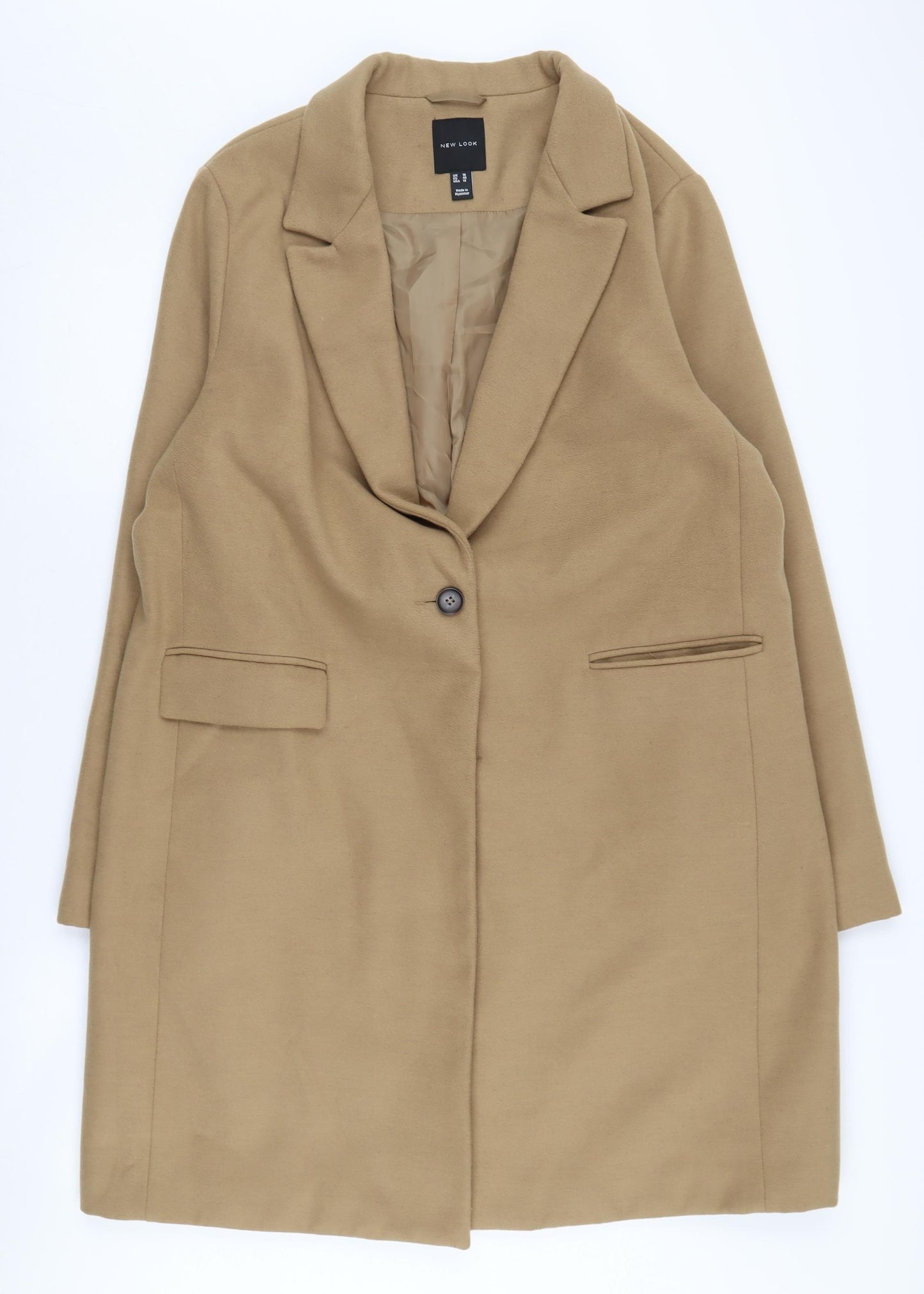 New Look Women's Beige Coat Size 18 Polyester Blend
