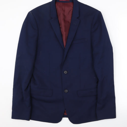 River Island Men's Blue Blazer 38R Casual Notch Lapel