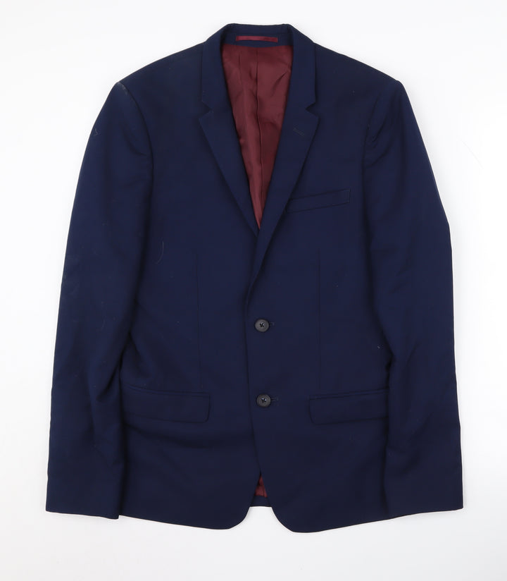 River Island Men's Blue Blazer 38R Casual Notch Lapel