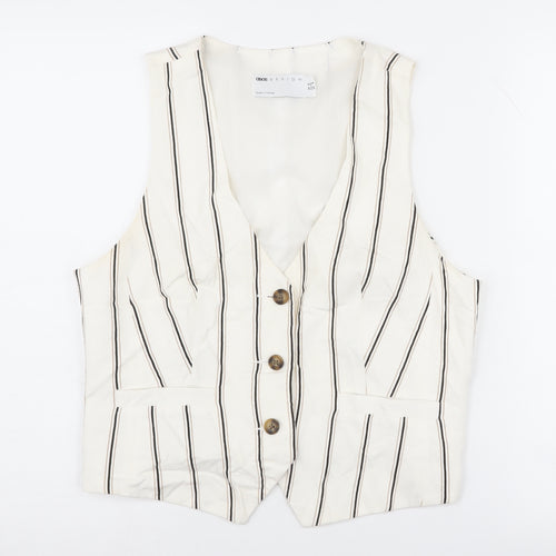 ASOS DESIGN Women's White Striped Waistcoat Size 12