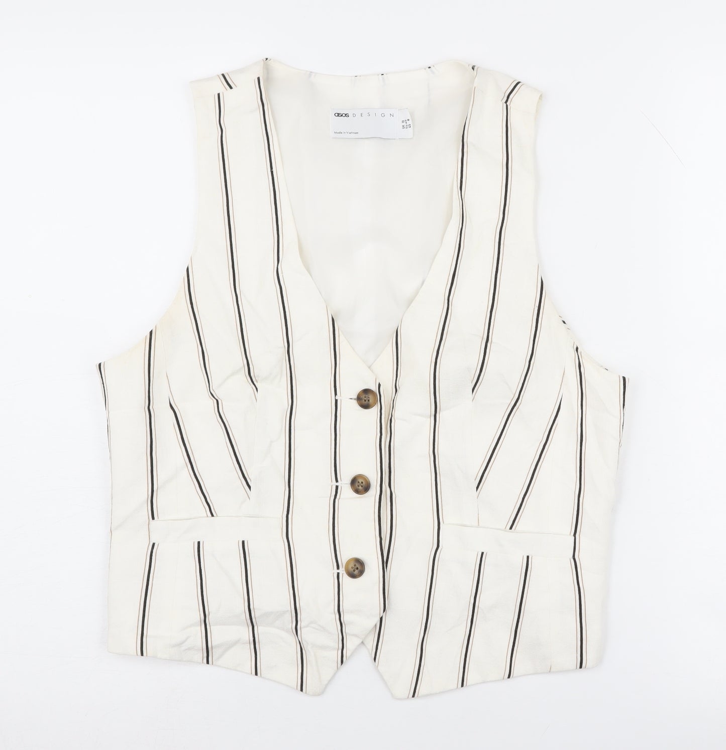 ASOS DESIGN Women's White Striped Waistcoat Size 12