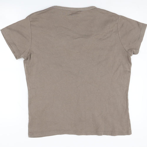 Maine Women's Brown V-Neck T-Shirt Size 16