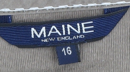 Maine Women's Brown V-Neck T-Shirt Size 16