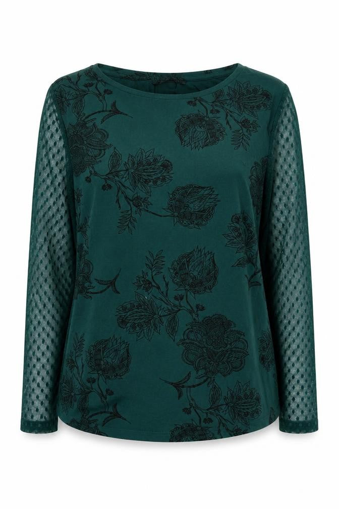 Front view of Marks & Spencer Green Floral Blouse UK 12