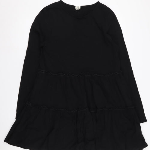 River Island Black Cotton Long Sleeve Dress UK 12