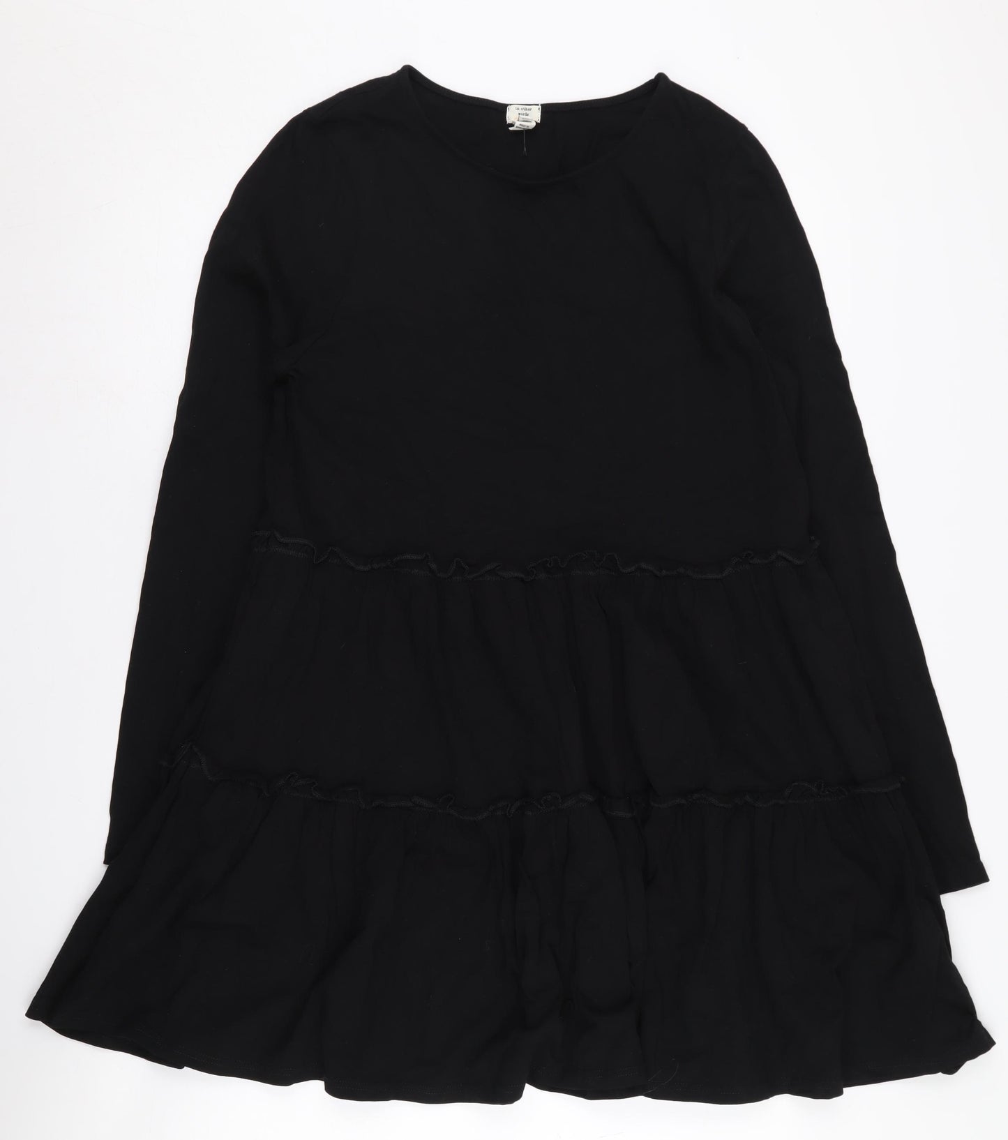 River Island Black Cotton Long Sleeve Dress UK 12