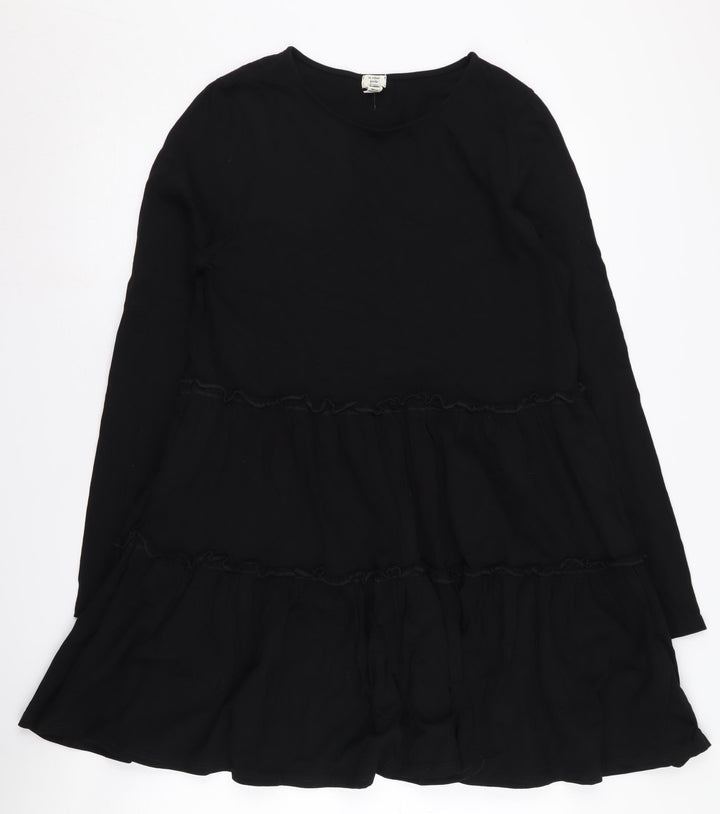 River Island Black Cotton Long Sleeve Dress UK 12