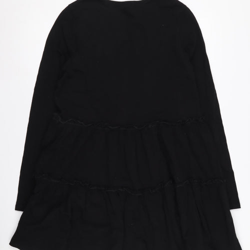 River Island Black Cotton Long Sleeve Dress UK 12