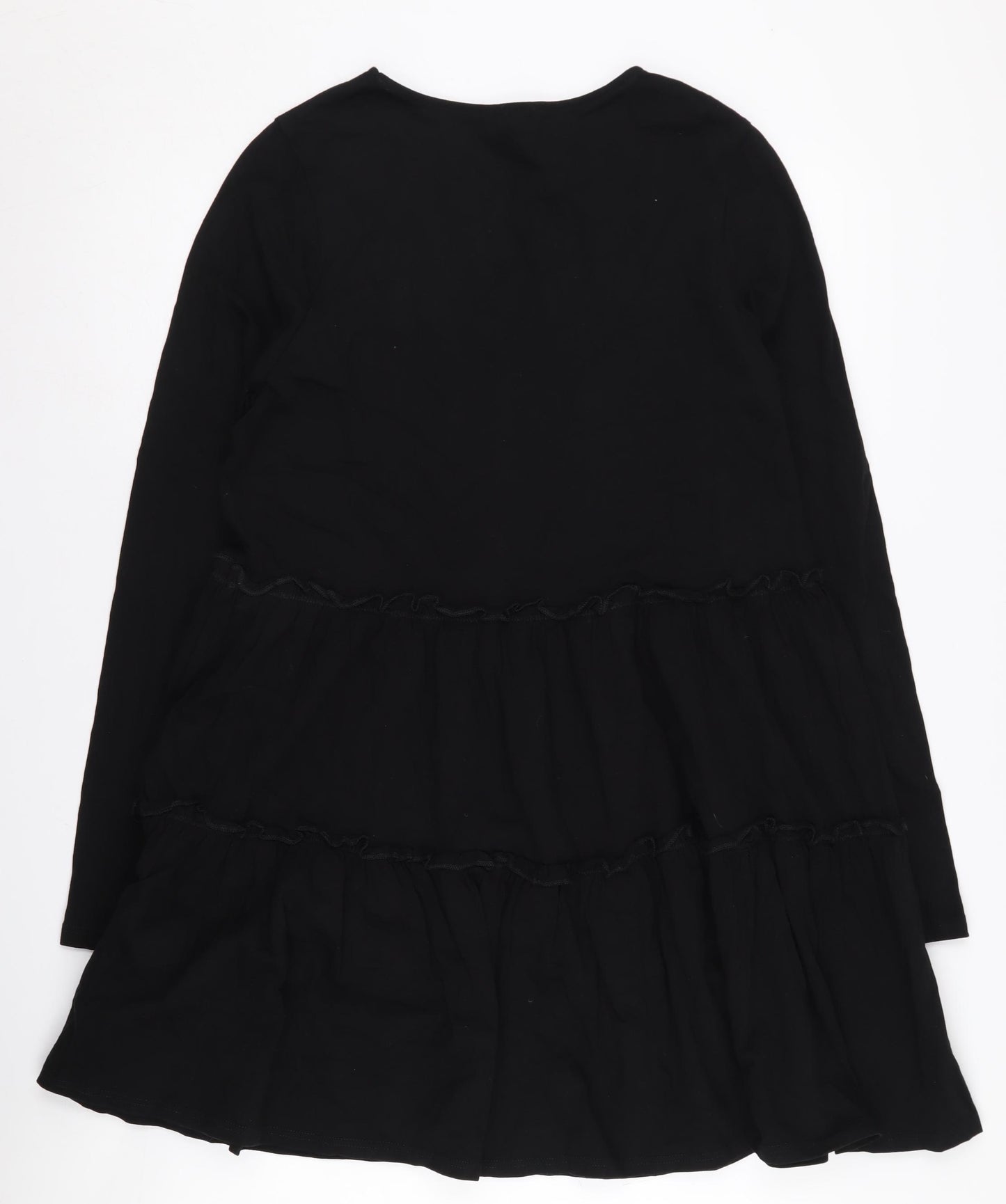 River Island Black Cotton Long Sleeve Dress UK 12