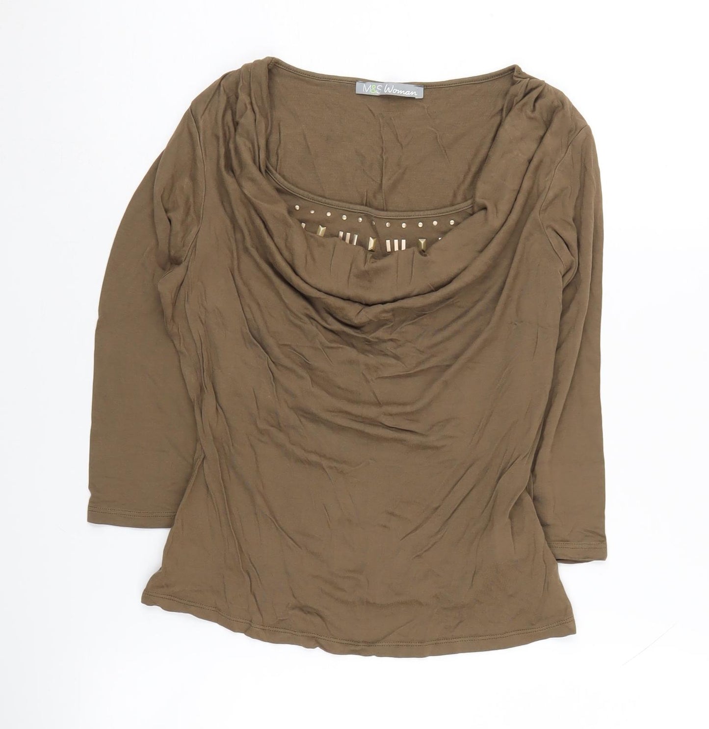 Marks and Spencer Brown Cowl Neck Top UK 10