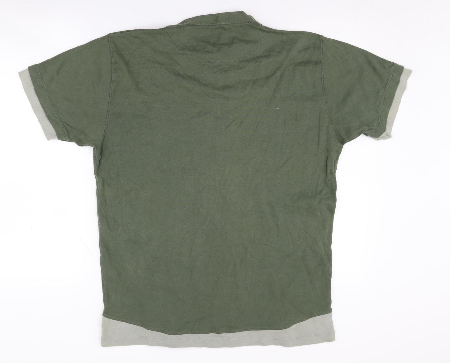 French Connection Men's Green Henley T-Shirt L
