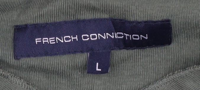French Connection Men's Green Henley T-Shirt L
